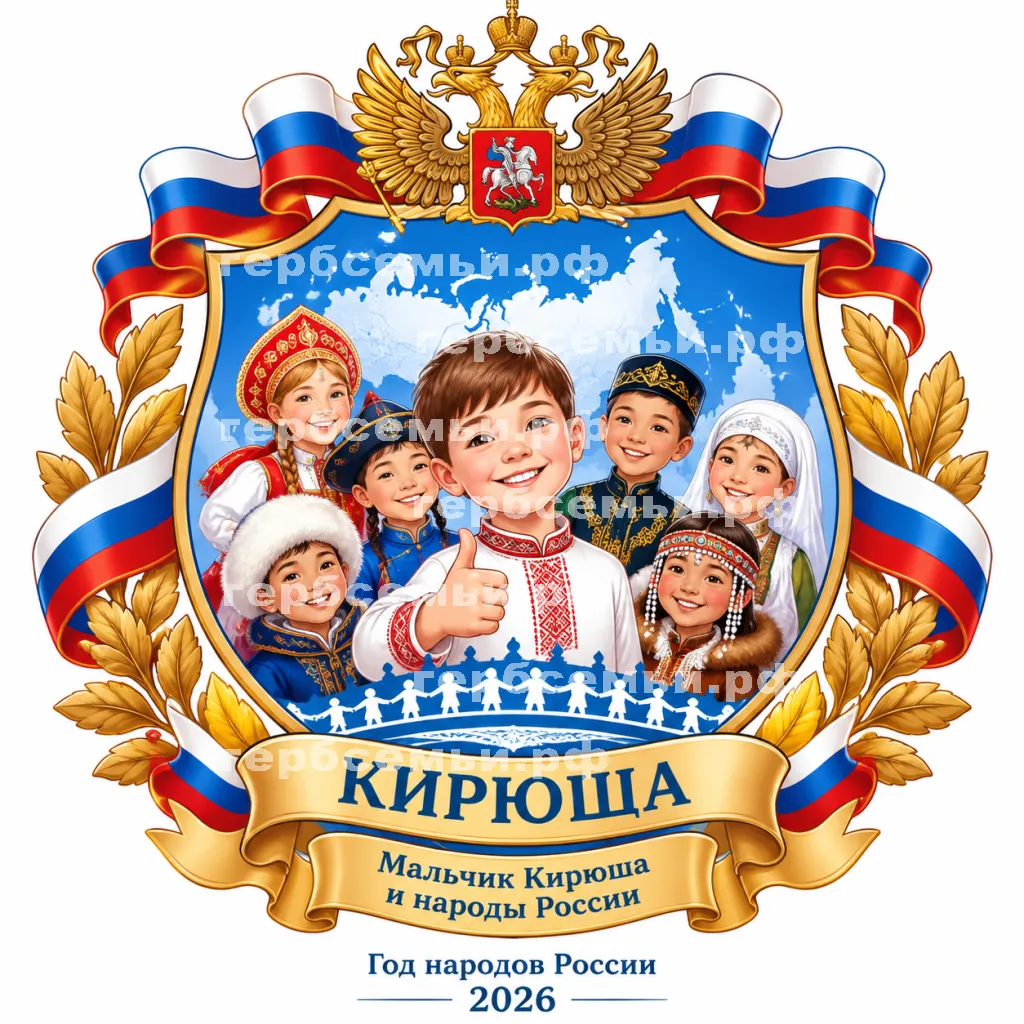 Герб семьи Создать герб на фоне народов России в год народов России 2026 год #43293