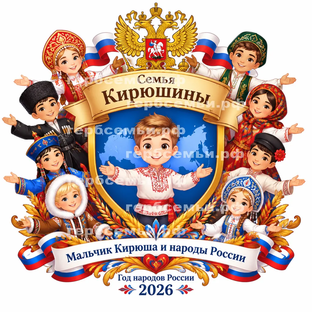 Герб семьи Создать герб на фоне народов России в год народов России 2026 год #43294