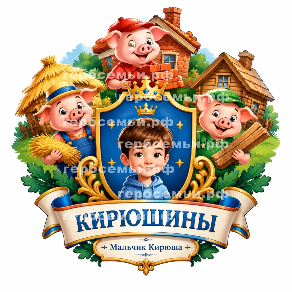 Герб семьи Создать герб на фоне сказки трёх поросят ниф ниф наф наф и нуф нуф #43298