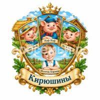 Герб семьи Создать герб на фоне английской сказки трёх поросят Ниф НиФ, Наф Наф и Нуф Нуф