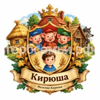 Герб семьи Создать герб на фоне английской сказки трёх поросят Ниф НиФ, Наф Наф и Нуф Нуф