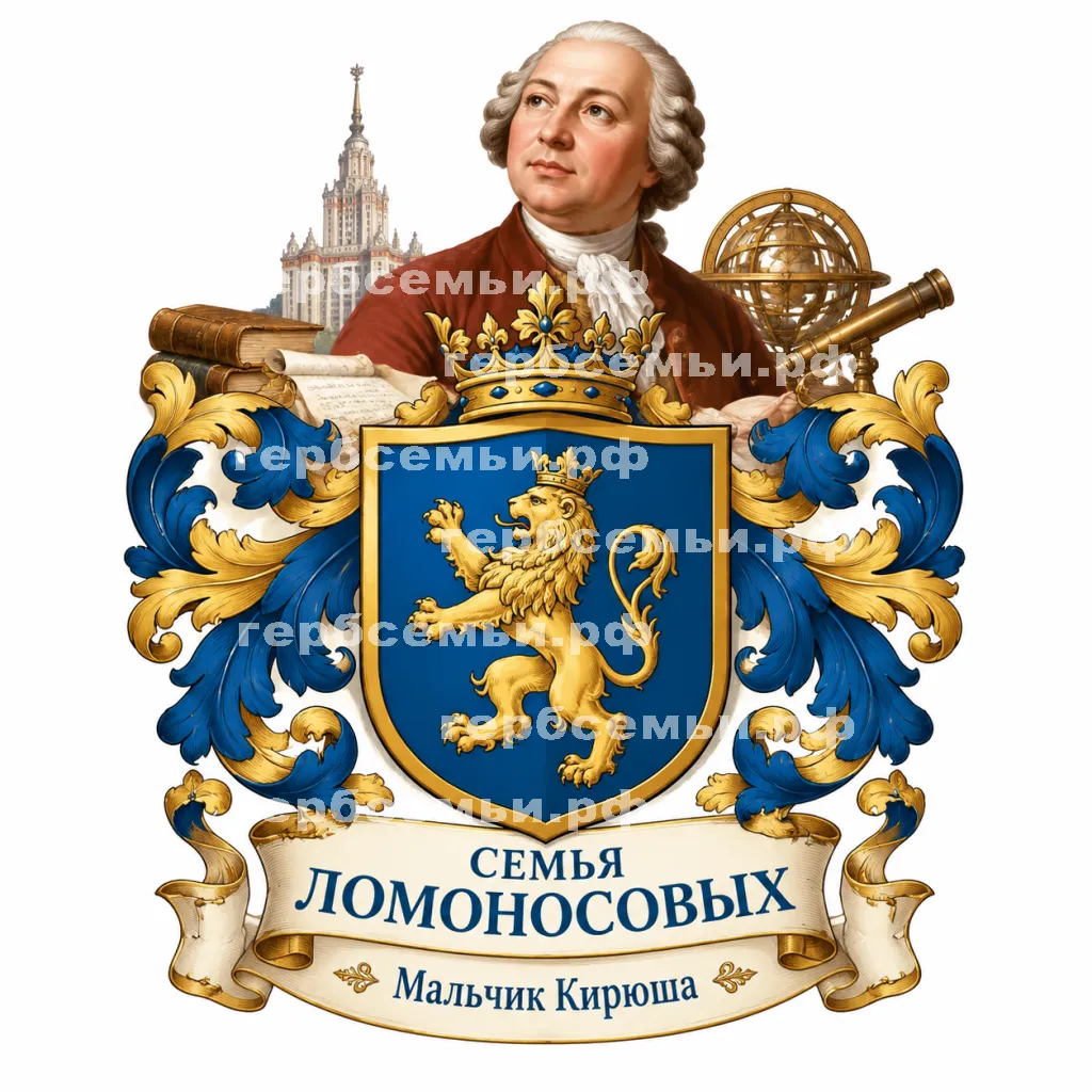 Герб семьи Создать герб на фоне Михаила Ломоносова #43366