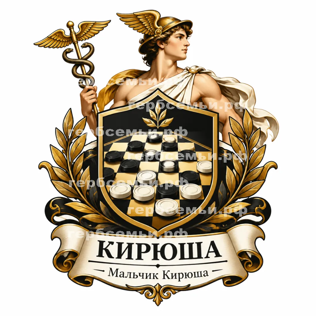 Герб семьи Создать герб на фоне Гермеса и игры в шашки легенда #43367