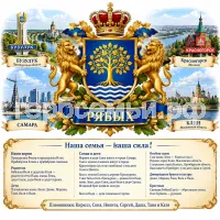 Гербы семьи Рябых фоне города Бузулука Оренбугрской Области, города Красногорска(Москвы) и города Самара