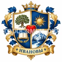 Гербы семьи Геральдический щит, разделенный четким крестом на 4 равные части