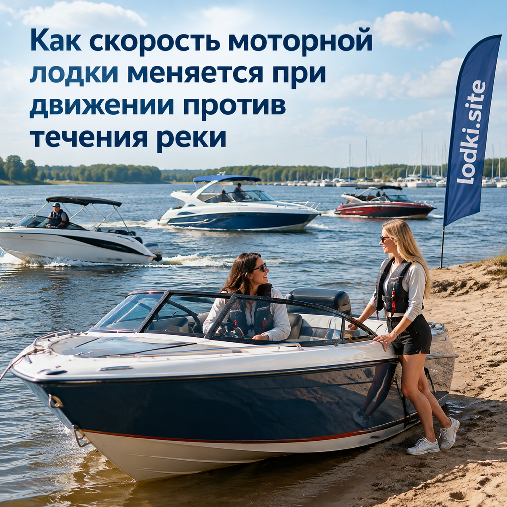 Как скорость моторной лодки меняется при движении против течения реки