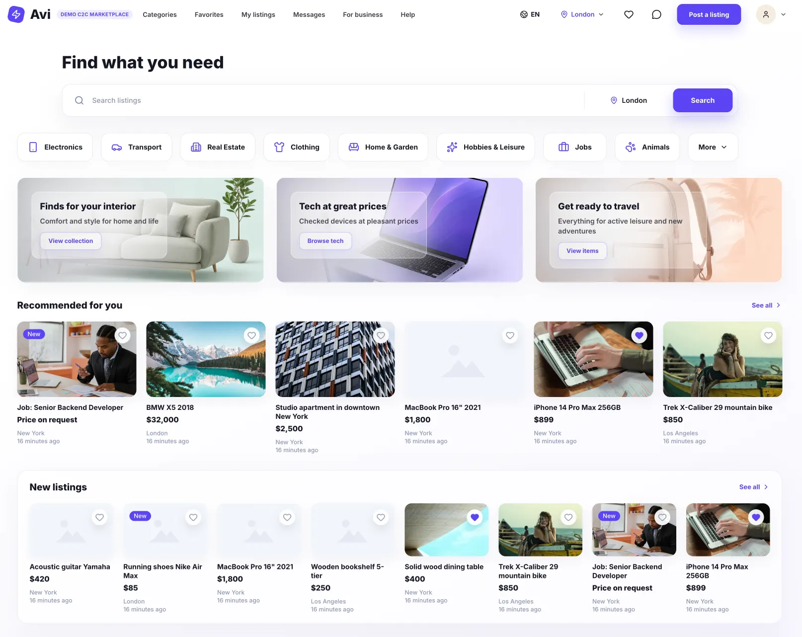 Avi marketplace interface preview
