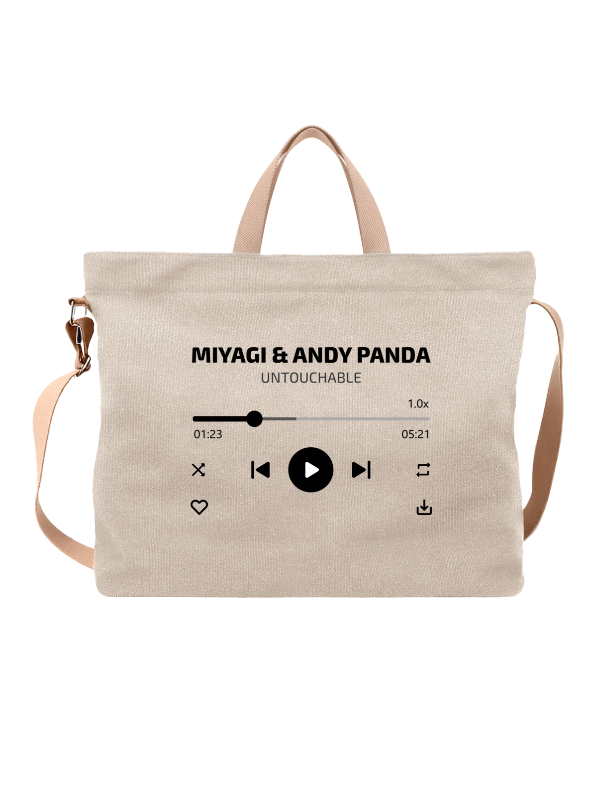 Сумка MiyaGi Andy Panda Untouchable белая с принтом — песня — Белая, фото 1
