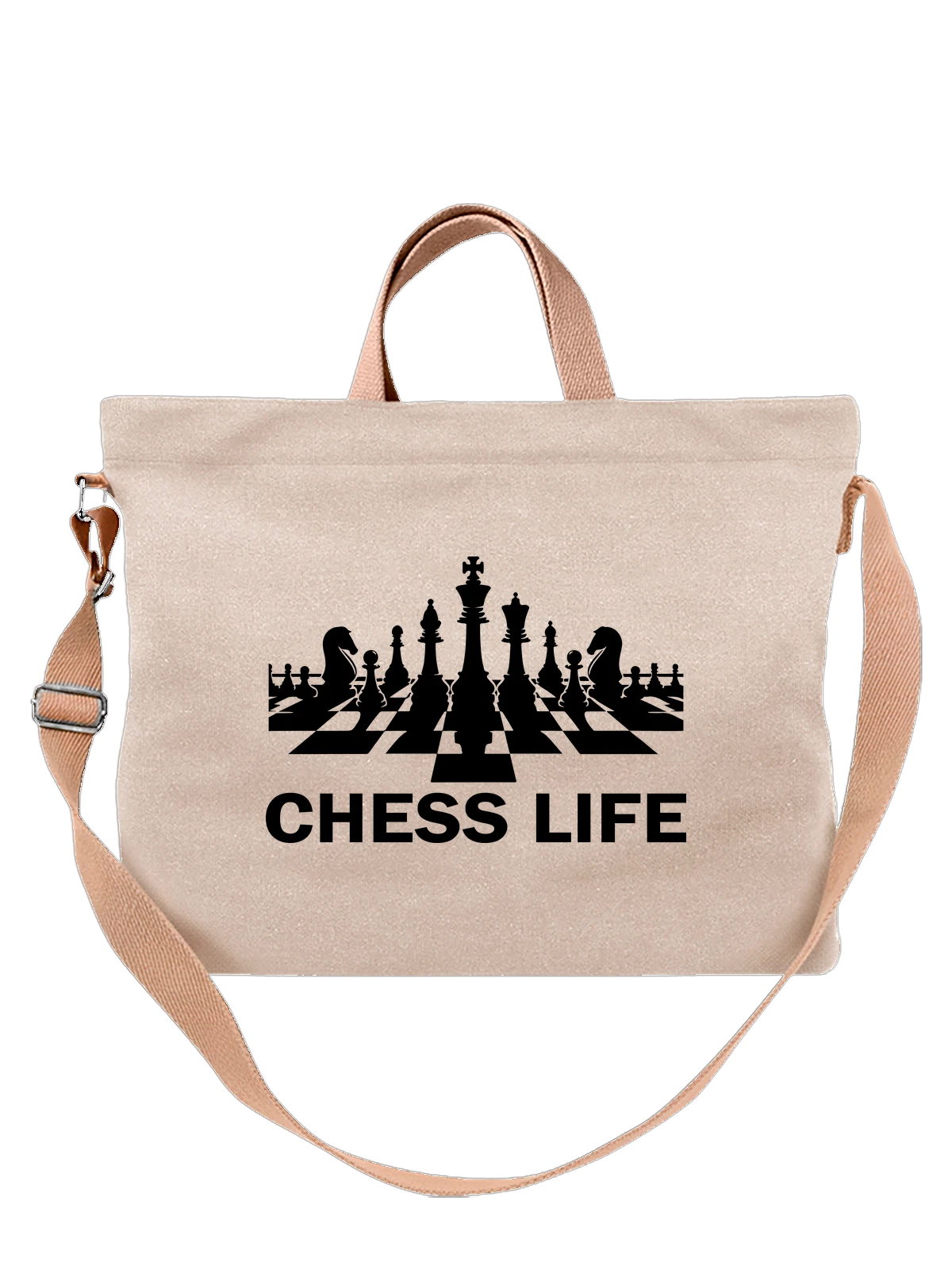 Сумка с шахматами chess life белая с принтом — подарок игроку — Белая, фото 1