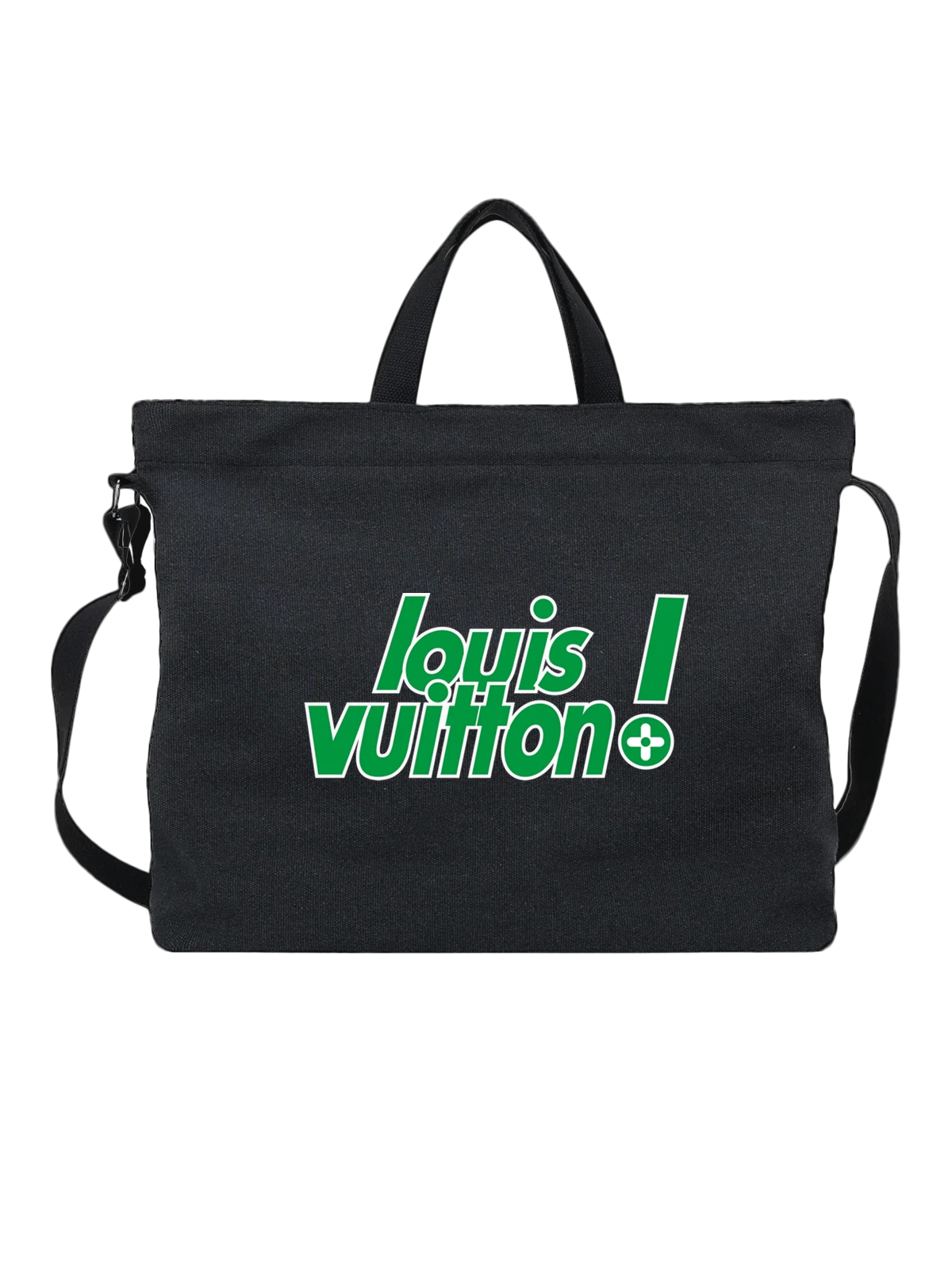 Сумка Louis Vuitton чёрная с принтом — комиксная типографика — Чёрная, фото 1