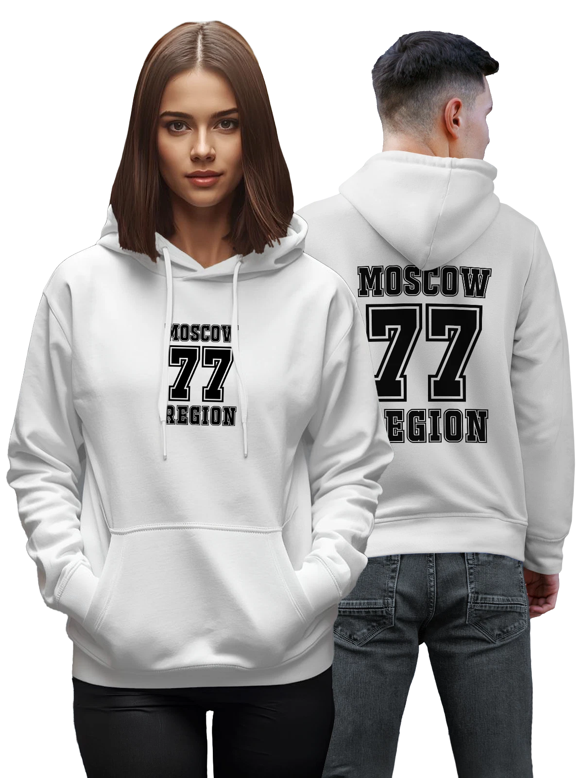 Худи с городом Москва белое с принтом — название города — Белая, фото 1