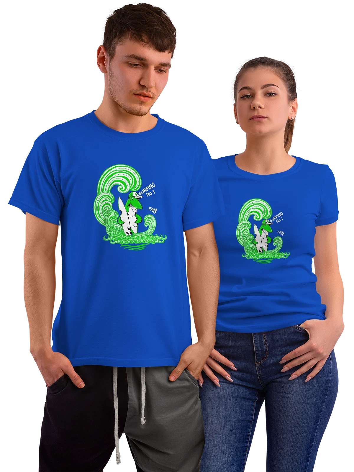 Футболка с акулой surfing no 1 fan синяя с принтом — футболка подростку — Синяя, фото 1