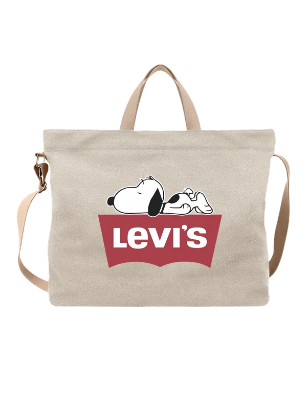 Сумка Snoopy, спящий beagle на логотипе Levi's — Белая, фото 1