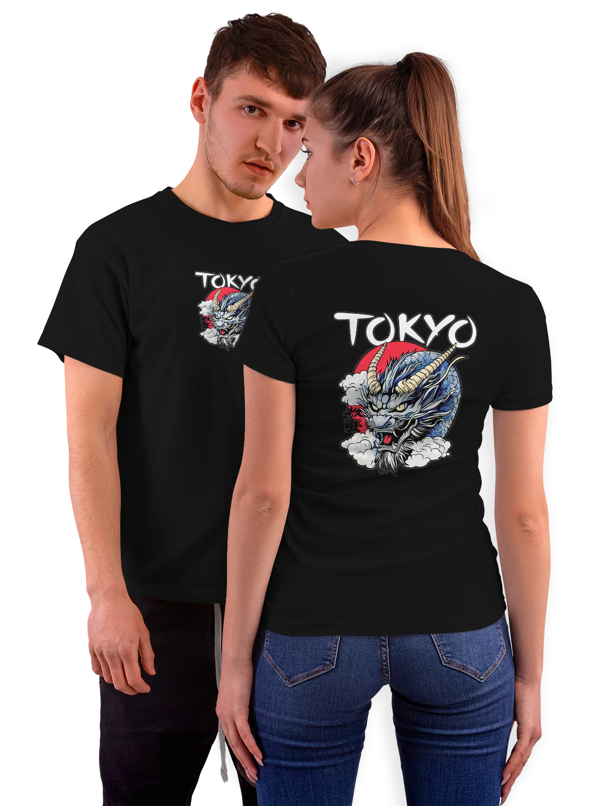 Футболка с драконом Tokyo чёрная с принтом на спине — приключения — Чёрная, фото 1