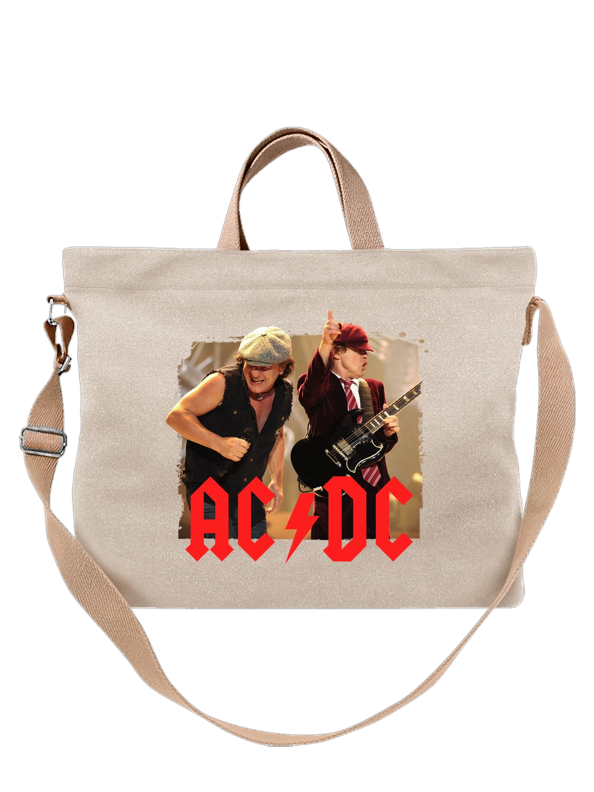 Сумка с AC DC Эйси Диси белая с принтом — гитарная музыка — Белая, фото 1