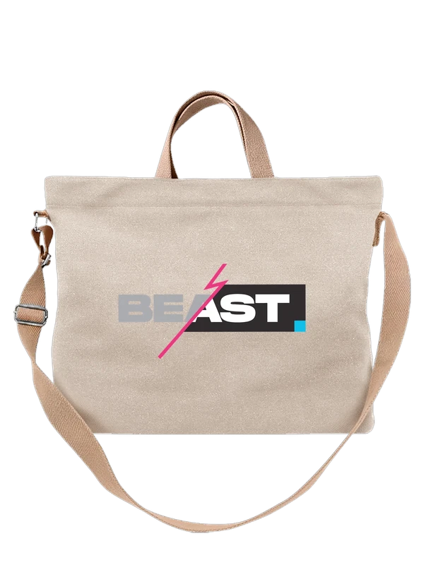 Сумка с логотипом BEAST в черно-розовом стиле — Белая, фото 1