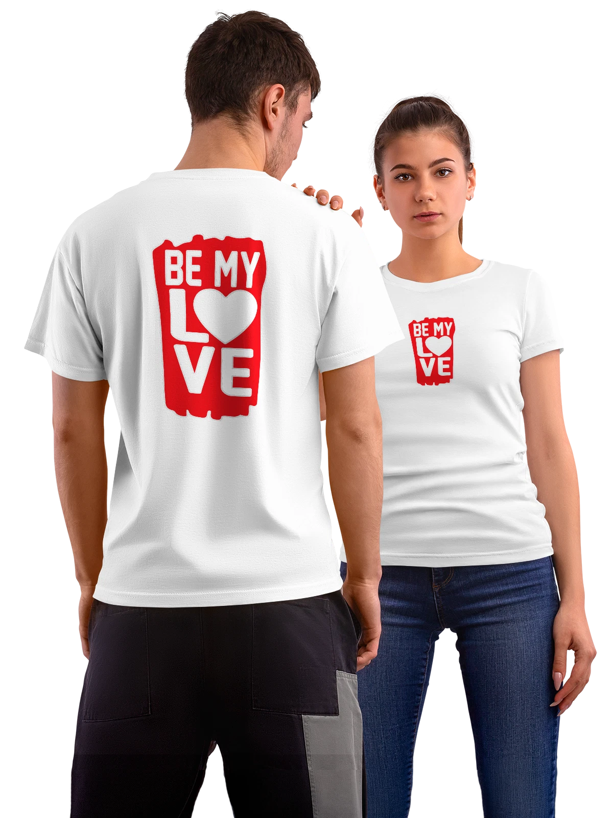 Футболка Надпись be my love белая с принтом на спине — подарок любимой — Белая, фото 1