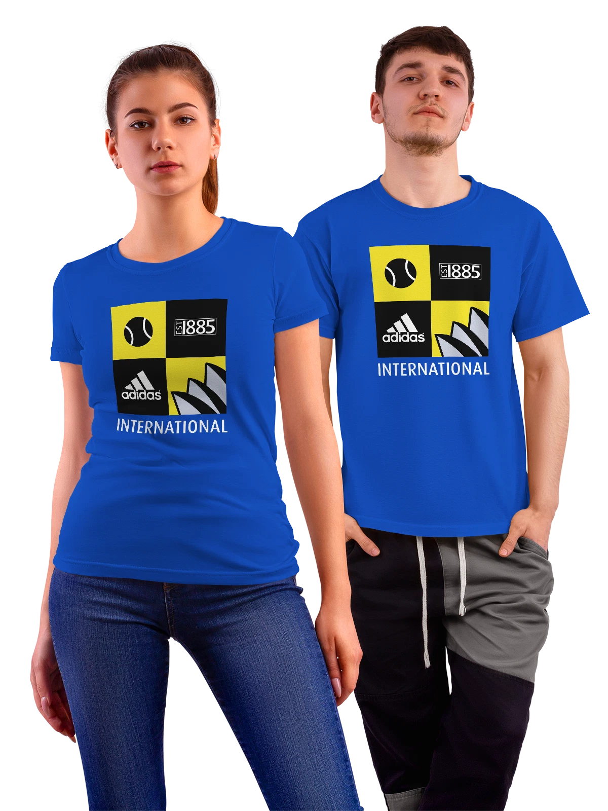 Футболка Adidas синяя с принтом — спортивная эмблема — Синяя, фото 1