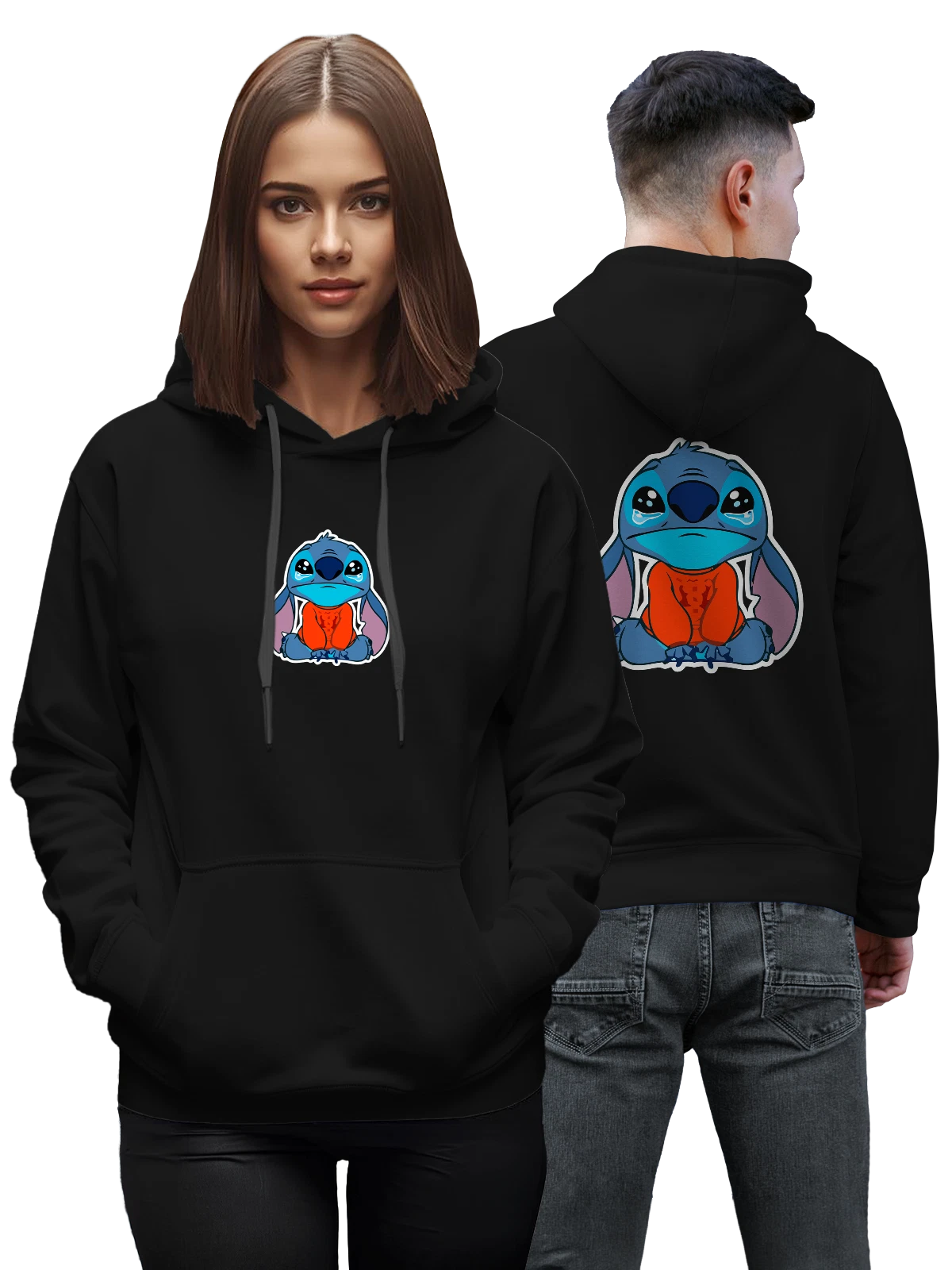 Худи с Лилу и Стич чёрное с принтом — Disney мультфильм — Чёрная, фото 1
