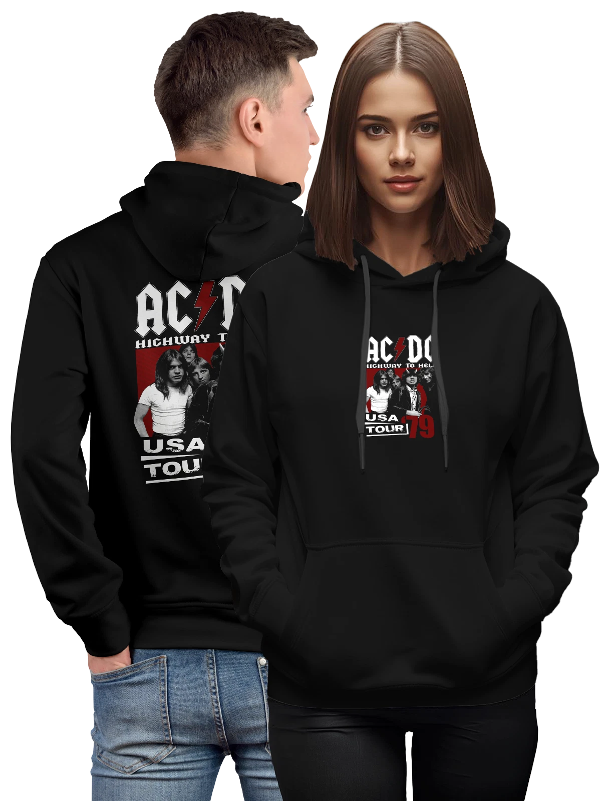 Худи AC DC группа Highway to Hell USA Tour чёрное с принтом — классический рок — Чёрная, фото 1