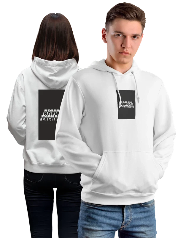 Худи Armani Exchange белый логотип AX крупный среди — Белая, фото 1