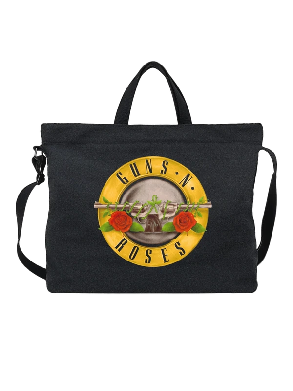 Сумка Guns N Roses с красными розами и пистолетом — Чёрная, фото 1
