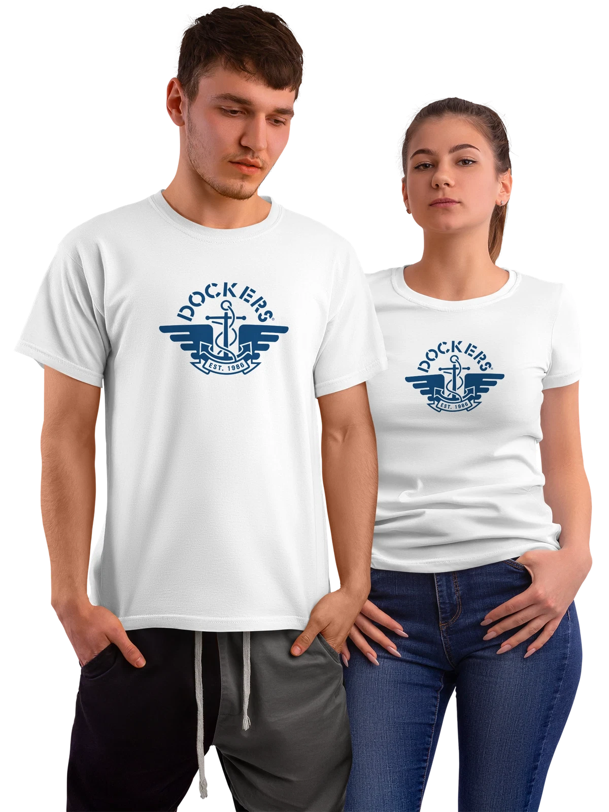 Футболка Dockers белая с принтом — одноцветный принт — Белая, фото 1