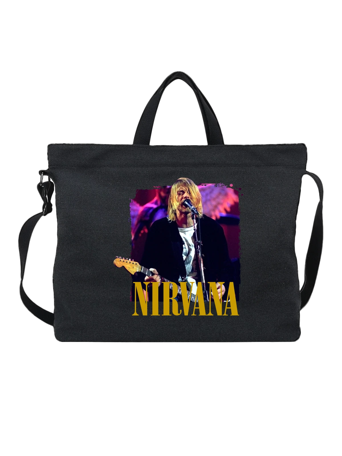 Сумка Нирвана Курт Кобейн чёрная с принтом — grunge — Чёрная, фото 1