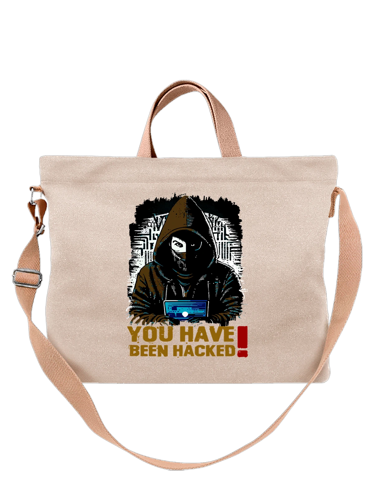 Сумка Хакер you have been hacked белая с принтом — подарок на праздник — Белая, фото 1