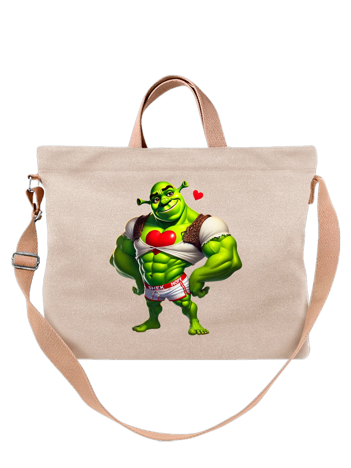 Сумка Шрек Shrek сердечки белая с принтом — подарок любимой — Белая, фото 1
