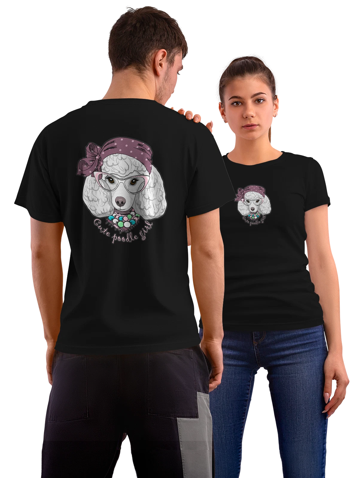 Футболка Пудель cute poodle girl чёрная с принтом на спине — кинология — Чёрная, фото 1