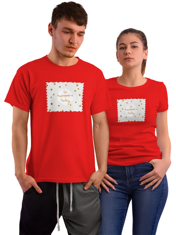Футболка цитаты Be Awesome Gold в горошек — Красная, фото 1