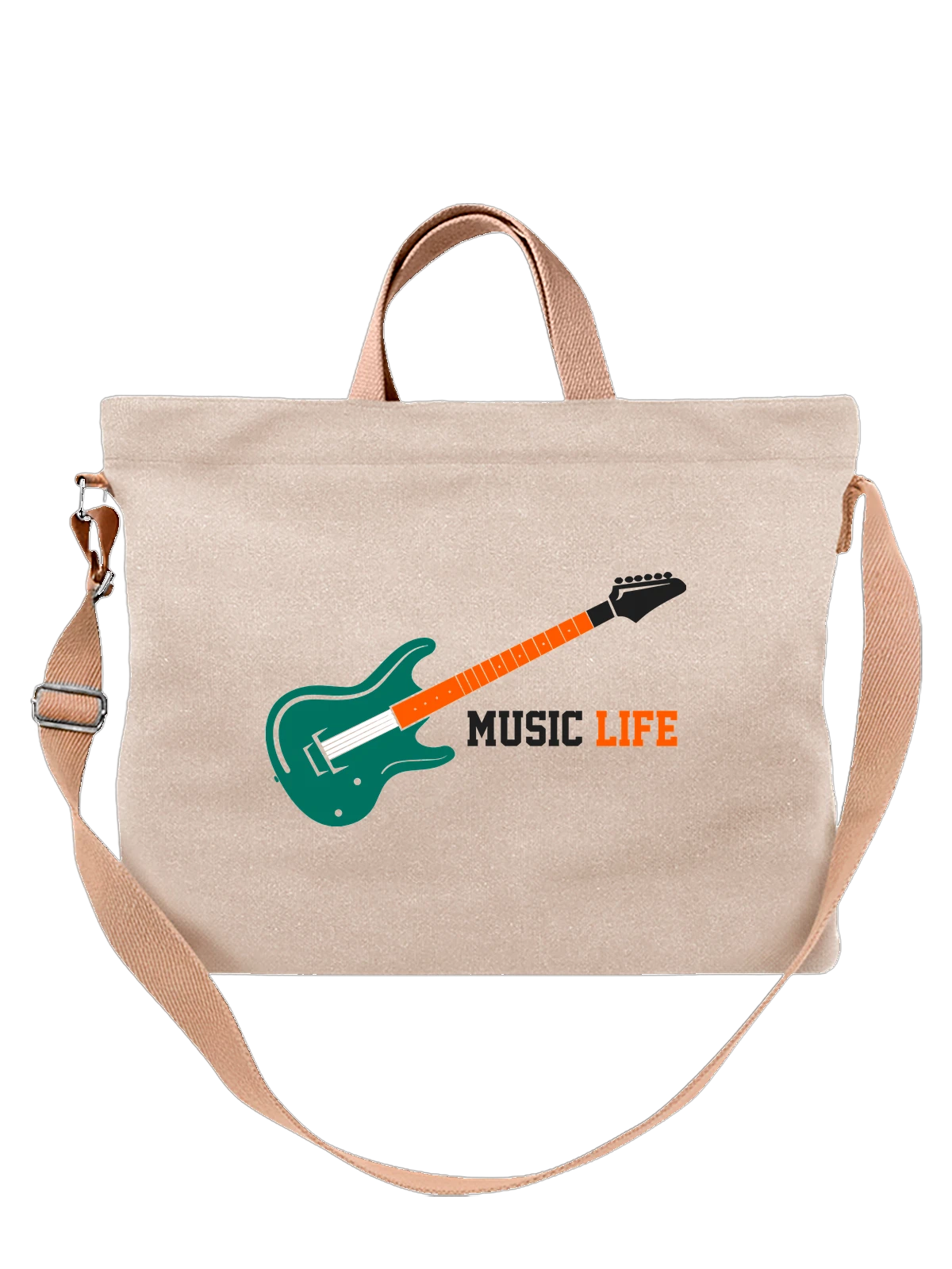 Сумка с гитарой music life белая с принтом — концертное настроение — Белая, фото 1