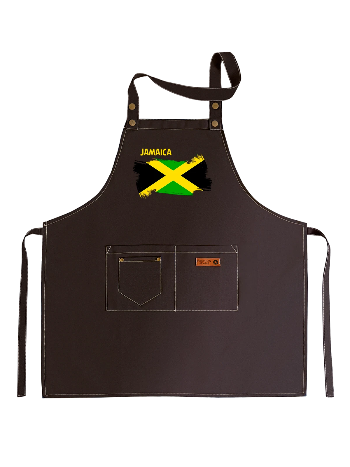 Фартук коричневый с принтом Флаг Ямайки Jamaica — национальная символика — Коричневый, фото 1