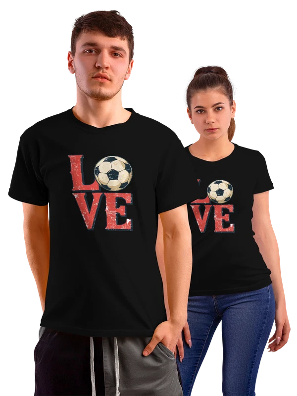 Футболка Любовь Love футбол мяч спорт страсть — Чёрная, фото 1