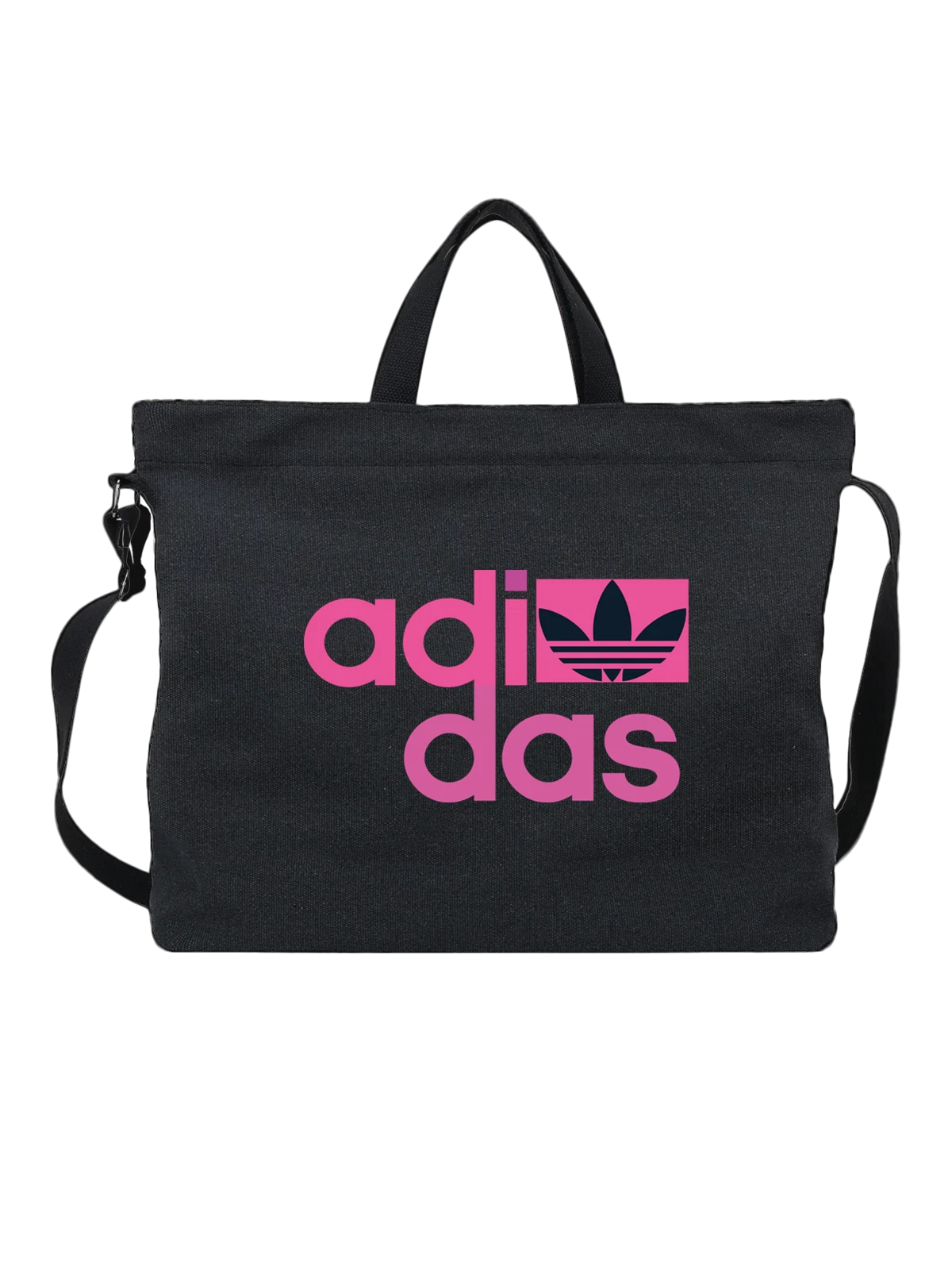 Сумка Adidas чёрная с принтом — крупные строчные буквы — Чёрная, фото 1