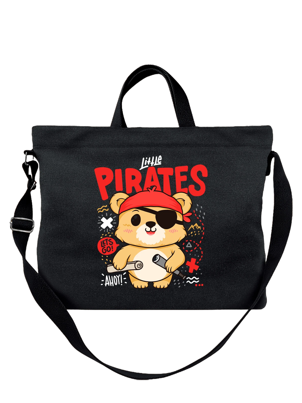 Сумка Медведь пират little pirates чёрная с принтом — природная тематика — Чёрная, фото 1