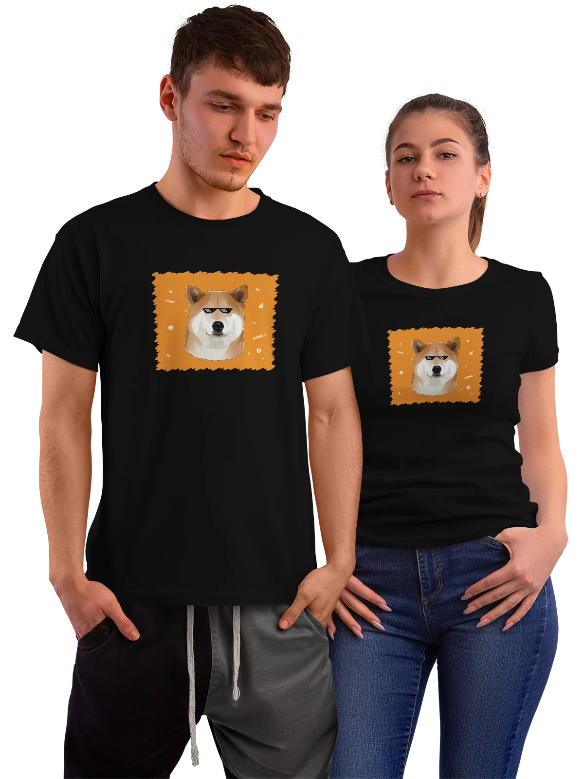 Футболка Мем Dogecoin чёрная с принтом — авторский рисунок — Чёрная, фото 1