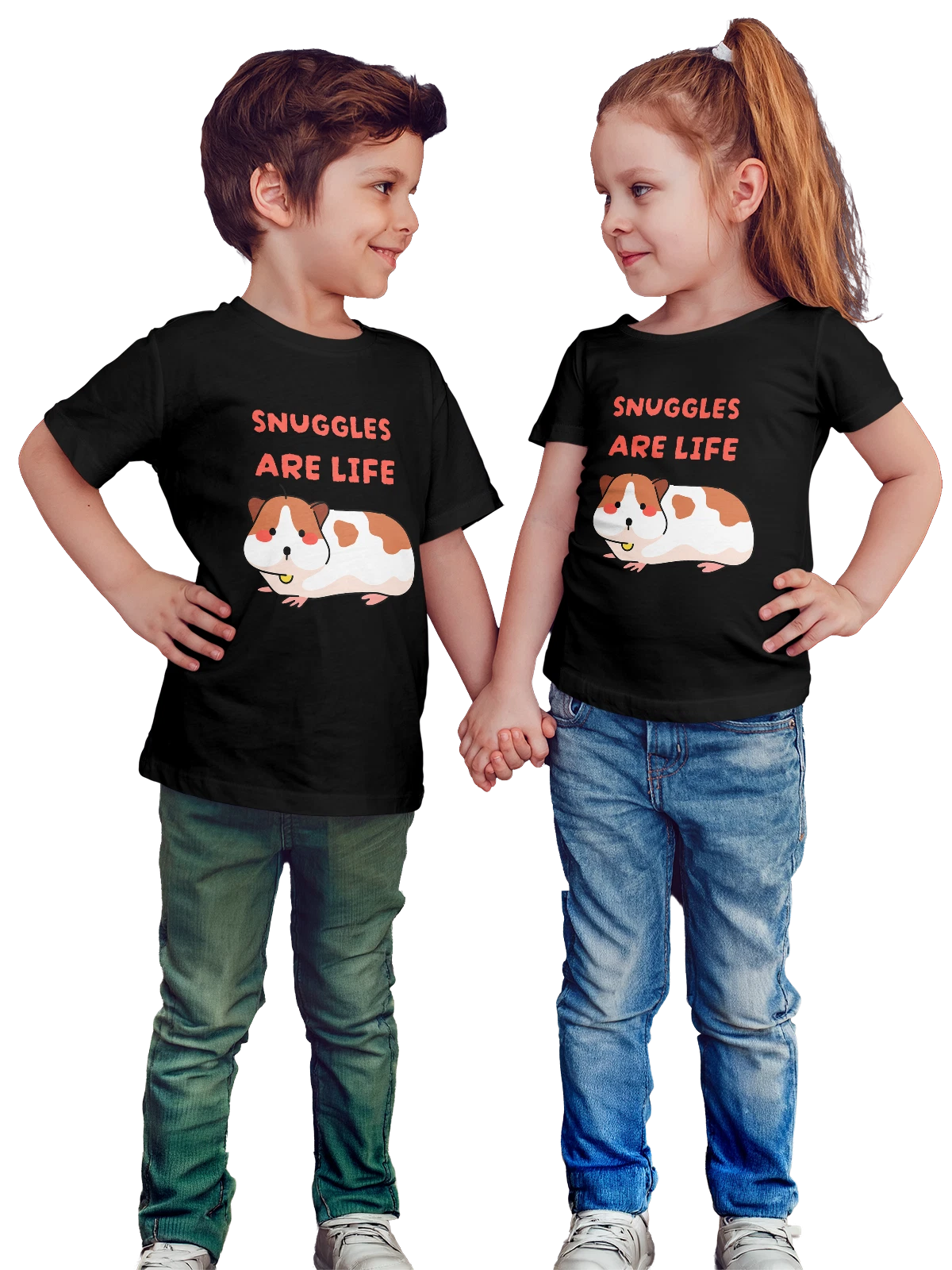 Футболка детская с хомяком snuggles are life чёрная с принтом — домашний любимец — Чёрная, фото 1