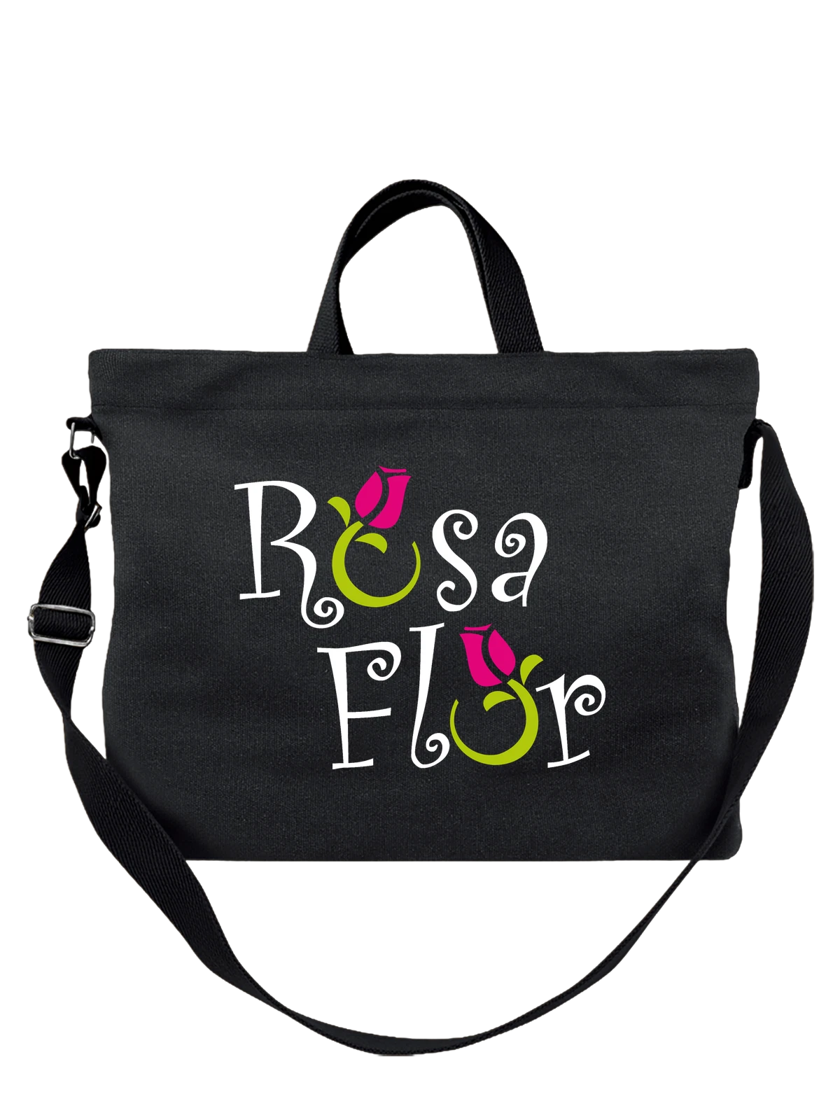 Сумка Rosa Flor чёрная с принтом — романтическая мода — Чёрная, фото 1