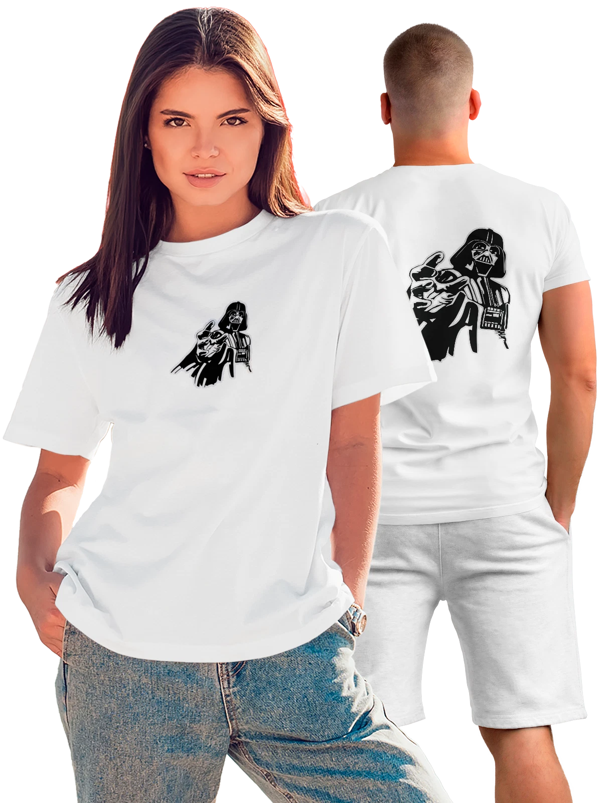 Футболка Star Wars белая с принтом на спине — сила и темная сторона — Белая, фото 1