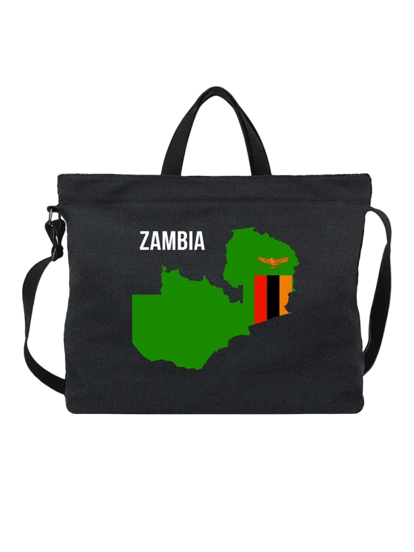 Сумка с флагом Замбии Zambia — Чёрная, фото 1