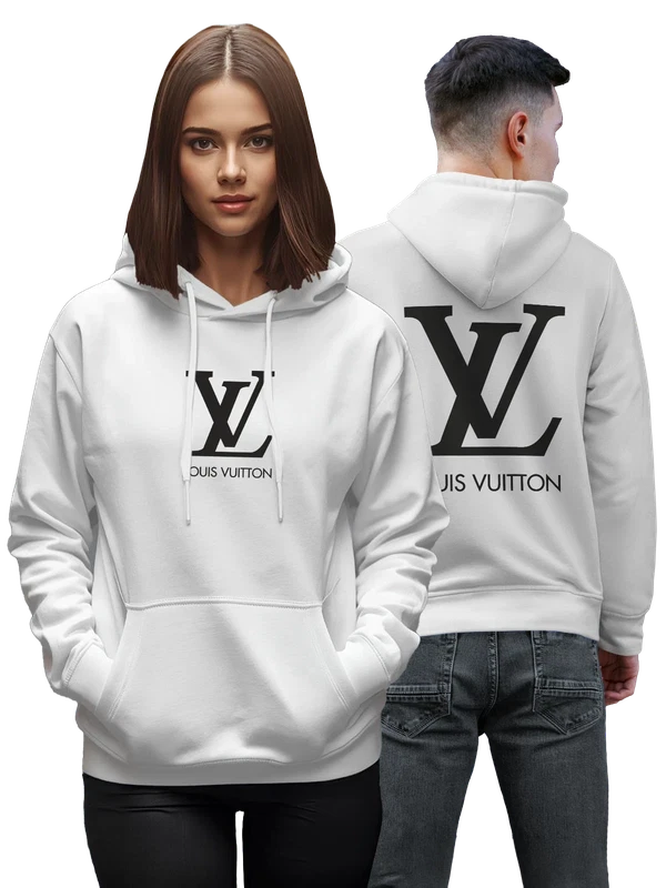 Худи Louis Vuitton монограмма логотип LV черная — Белая, фото 1