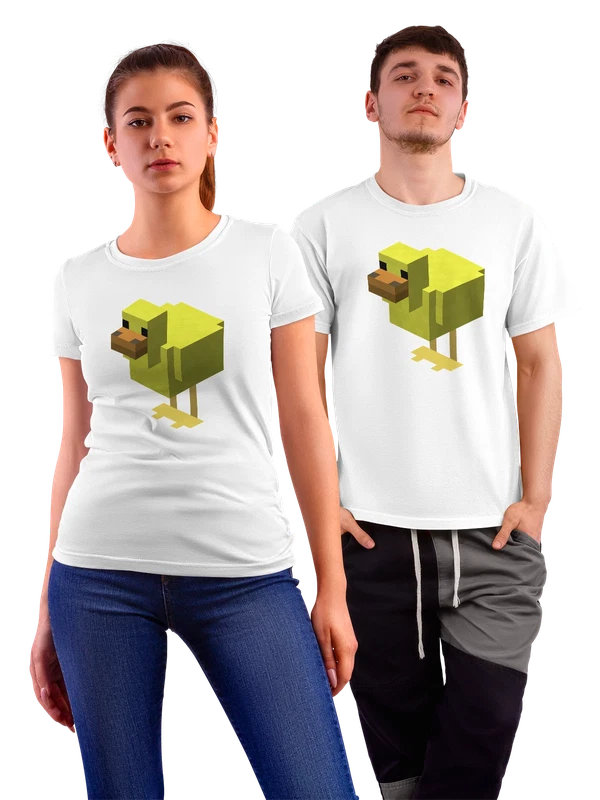 Футболка Minecraft Майнкрафт цыпленок — Белая, фото 1
