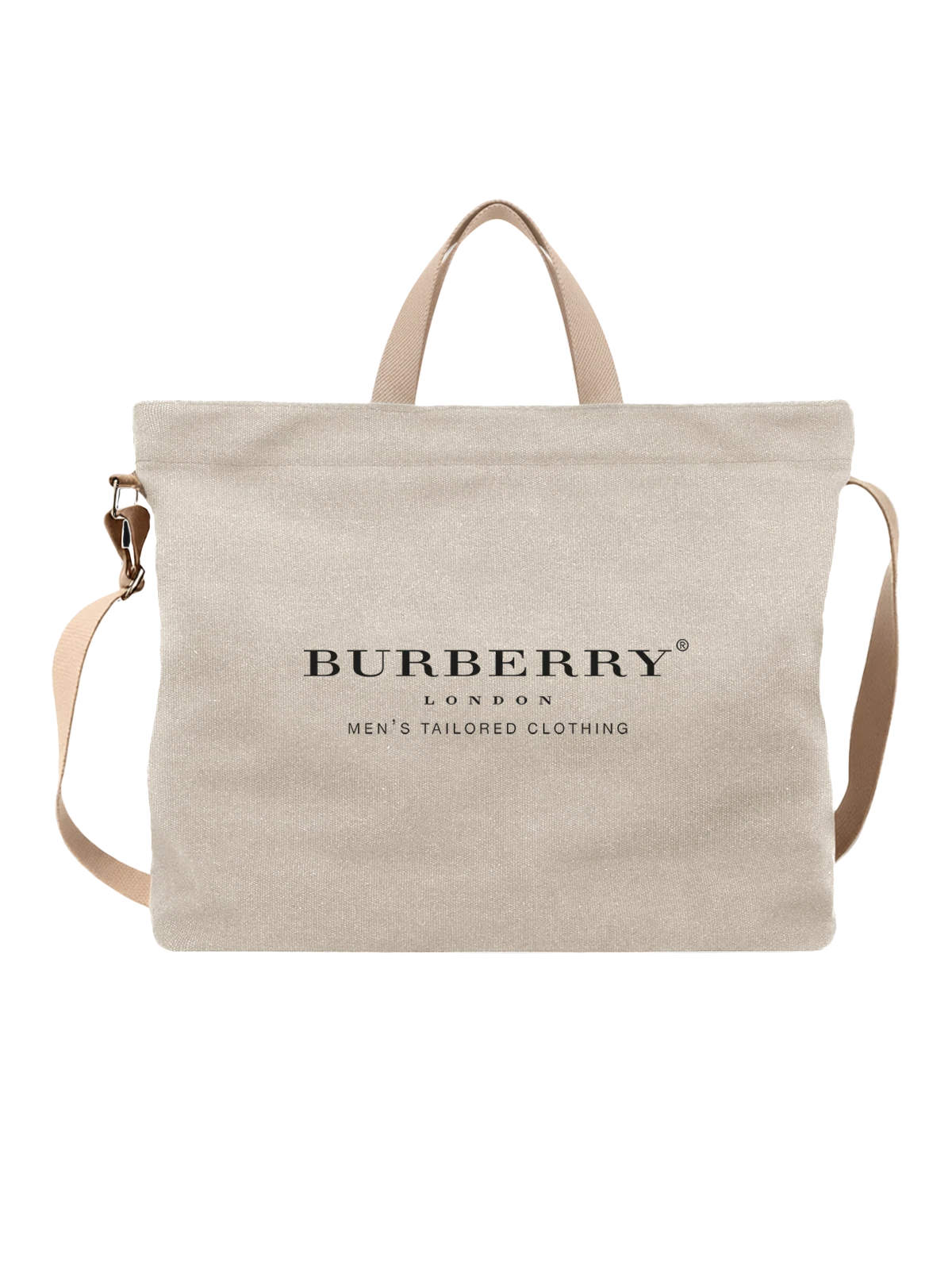 Сумка Burberry белая с принтом — классическая типографика — Белая, фото 1
