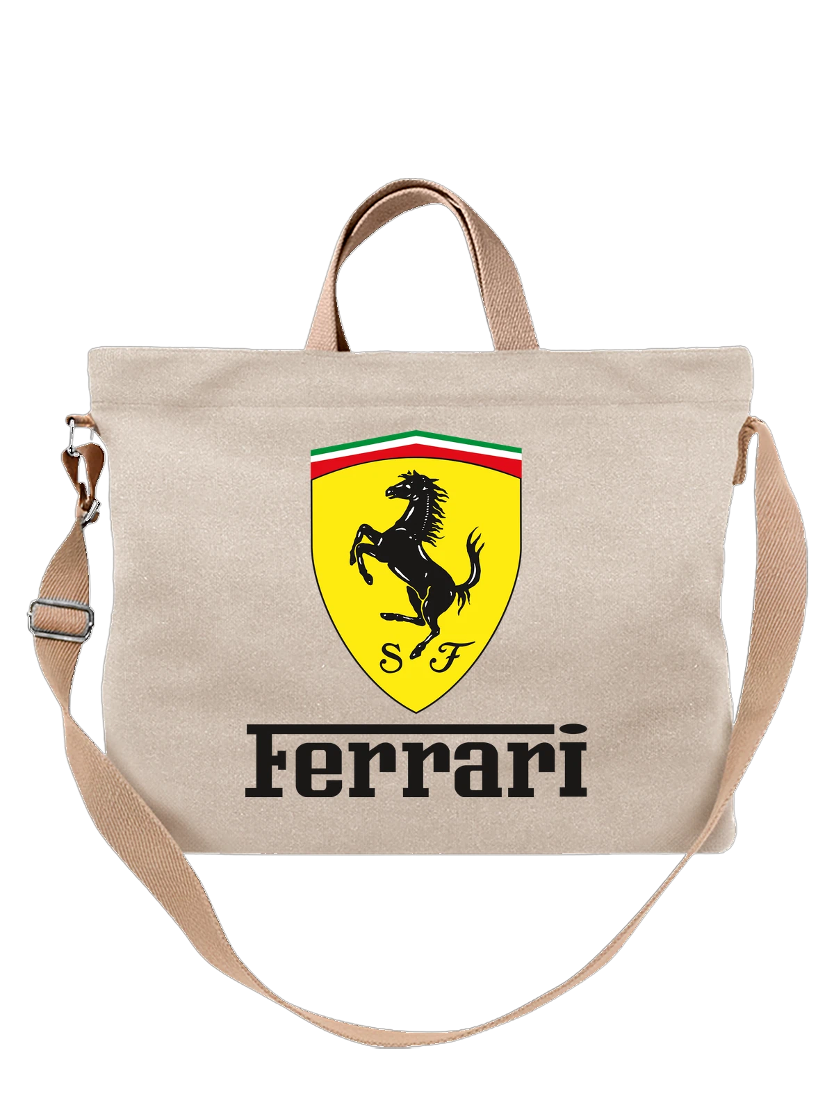 Сумка Ferrari белая с принтом — контрастный принт — Белая, фото 1