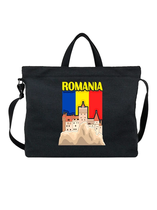 Сумка с флагом Румынии Romania замок — Чёрная, фото 1