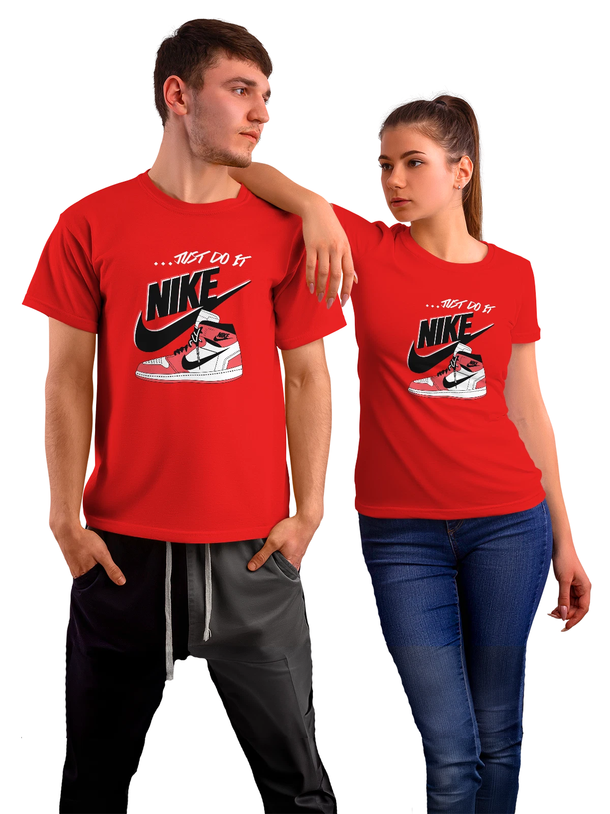 Футболка Nike Jordan high-top sneaker красно черная красная с принтом — sneaker — Красная, фото 1