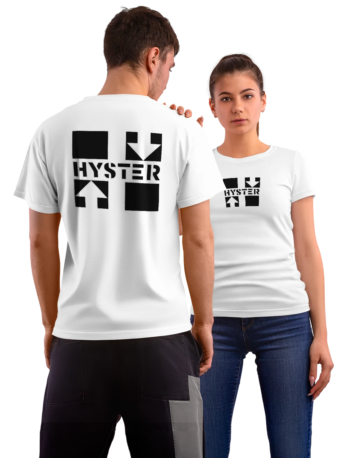 Футболка Hyster белая с принтом на спине — современная айдентика — Белая, фото 1