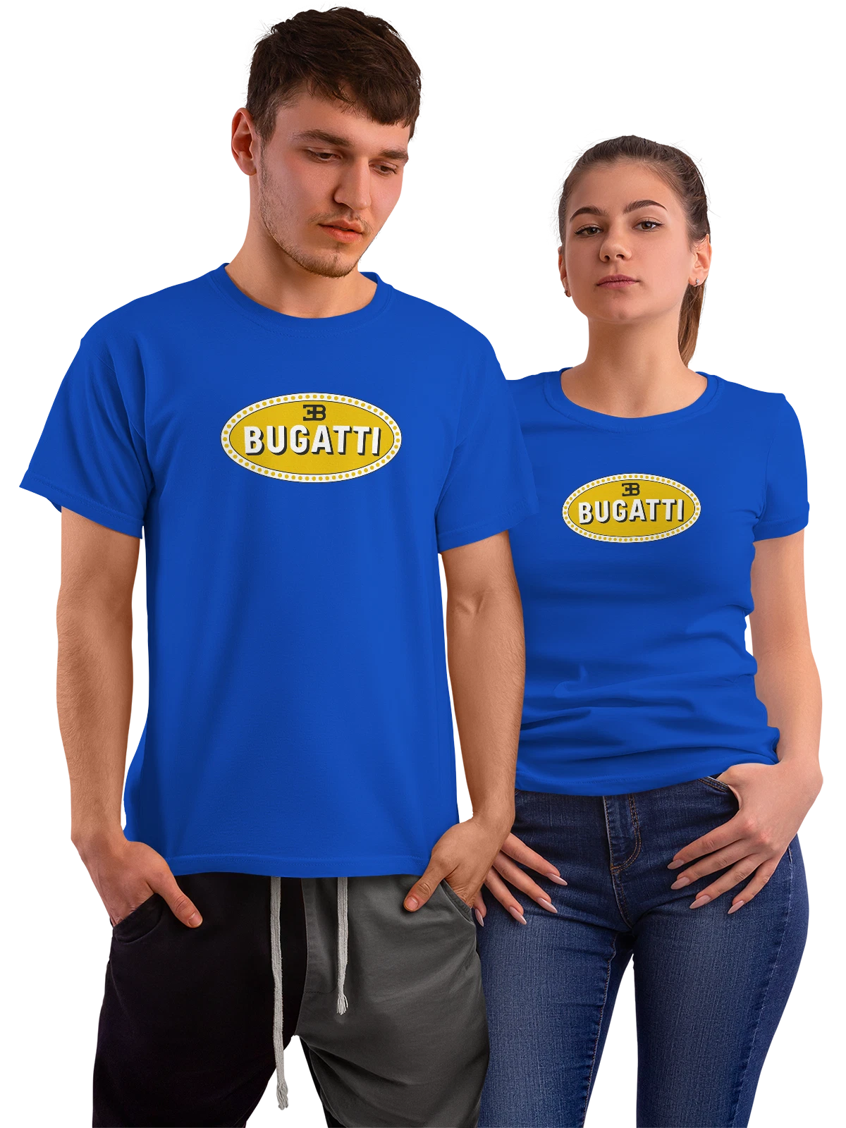 Футболка Bugatti синяя с принтом — контрастный принт — Синяя, фото 1